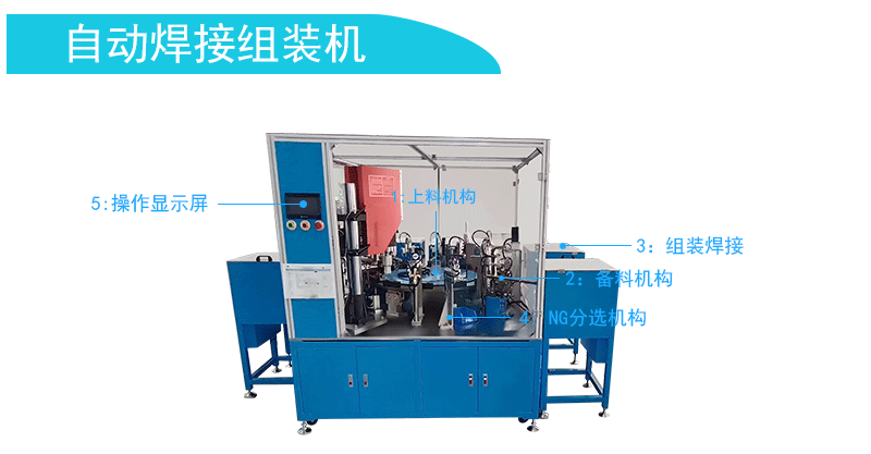 　　自动焊接组装机将上料、焊接、组装、扣上橡胶环等十二路工序进行全自动工作，显示屏操作简易解放双手，高效节约功夫成本，机械选取超声波焊接职能，智能检测遗漏产品和不良产品的分选；抵匾浼选用驰名品牌，机械安全耐用，运行不变靠得住。  　　产品具体:  　　型号:GST-YYG201A  　　电压:220VAC  　　功率:2000W  　　产能:600/H  　　尺寸:280*250*220CM  　　沉量:1000KG  　　配件:信捷  　　电压频率:50Hz±2%  　　PLC:三凌  　　显示器：威伦通  　　变频器:汇川  　　振盘：创优  　　CCD视觉:基恩